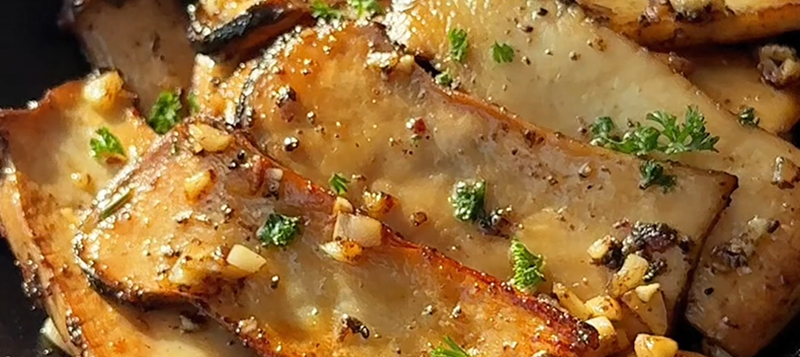 Butter Pan Fried Shiitake Mushrooms
