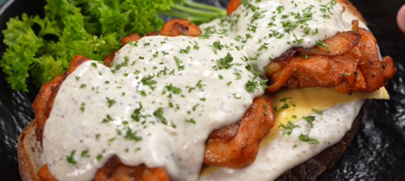 Chicken Sandwich with Black Truffle White Sauce